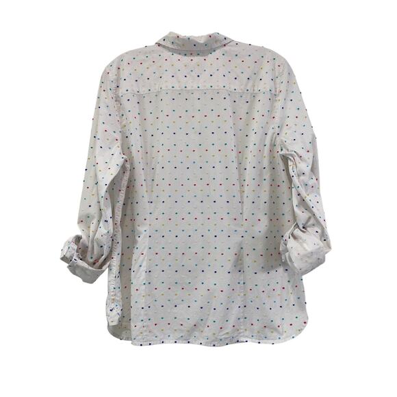 Talbots Rainbow Textured 3D Polka Dot Cotton Button Up Top Size M Resort Wear - Picture 7 of 10